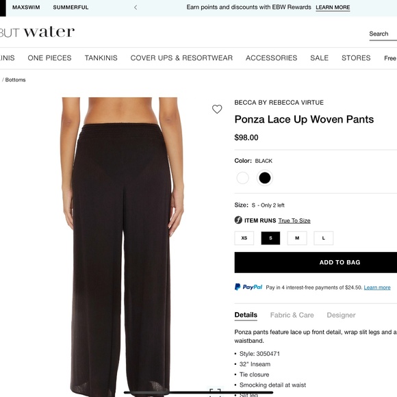 Becca by Rebecca Virtue Ponza Lace Up Pants black NWT - Picture 3 of 6